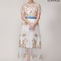 Floral Embroidered Organza Lace Light Blue Floor Length Maxi Dress
