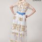 Floral Embroidered Organza Lace Light Blue Floor Length Maxi Dress