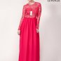 Maxi Length Open Back Sheer Lace Bodice and Chiffon Skirt Evening Gown