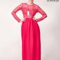 Maxi Length Open Back Sheer Lace Bodice and Chiffon Skirt Evening Gown