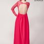 Maxi Length Open Back Sheer Lace Bodice and Chiffon Skirt Evening Gown