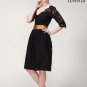 Sophisticated V Neck Knee Length Floral Lace Cocktail Dress with Satin Waist