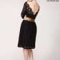 Sophisticated V Neck Knee Length Floral Lace Cocktail Dress with Satin Waist