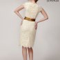 V Neck Short Floral Lace Cocktail Dress with Satin Waist Band