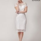 Retro Backless Floral Lace Knee Length Sheath Dress with Scallop Lace Trim