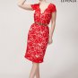 Knee Length Lace Cocktail Dress with Deep V Neckline and Sheath Silhouette
