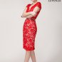 Knee Length Lace Cocktail Dress with Deep V Neckline and Sheath Silhouette