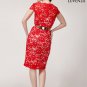 Knee Length Lace Cocktail Dress with Deep V Neckline and Sheath Silhouette