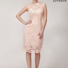 Nude Pink Fitted Short Floral Lace Cocktail Dress with Sweetheart Bust Line