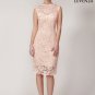 Nude Pink Fitted Short Floral Lace Cocktail Dress with Sweetheart Bust Line