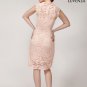 Nude Pink Fitted Short Floral Lace Cocktail Dress with Sweetheart Bust Line