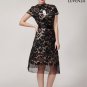 Black Organza Lace Aline Mini Dress with Nude Lining