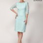 Aquamarine V Back Knee Length Prom Dress with Sheath Silhouette and Boat Neckline