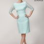 Aquamarine V Back Knee Length Prom Dress with Sheath Silhouette and Boat Neckline