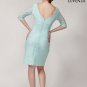 Aquamarine V Back Knee Length Prom Dress with Sheath Silhouette and Boat Neckline