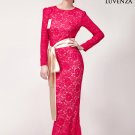 Elegant Floor Length Fuchsia Mermaid Silhouette Lace Evening Dress with Wide Satin Sash