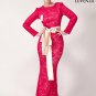 Elegant Floor Length Fuchsia Mermaid Silhouette Lace Evening Dress with Wide Satin Sash