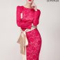 Elegant Floor Length Fuchsia Mermaid Silhouette Lace Evening Dress with Wide Satin Sash