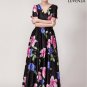 Versatile Short Sleeve V Neck Black Maxi Dress with Pink and Blue Flower Print