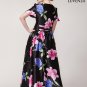 Versatile Short Sleeve V Neck Black Maxi Dress with Pink and Blue Flower Print