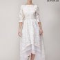 White Lace High Low Lace Wedding Dress with Exposed Organza Layered Skirt Hem