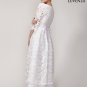 White Lace High Low Lace Wedding Dress with Exposed Organza Layered Skirt Hem