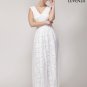 White V Neck Floral Lace Formal Evening Dress with Empire Waistline