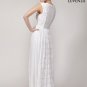 White V Neck Floral Lace Formal Evening Dress with Empire Waistline
