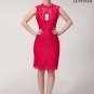 Deep Pink Floral Lace Sheath Silhouette Cocktail Mini Dress with Satin Bow Detail