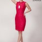 Deep Pink Floral Lace Sheath Silhouette Cocktail Mini Dress with Satin Bow Detail