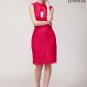 Deep Pink Floral Lace Sheath Silhouette Cocktail Mini Dress with Satin Bow Detail