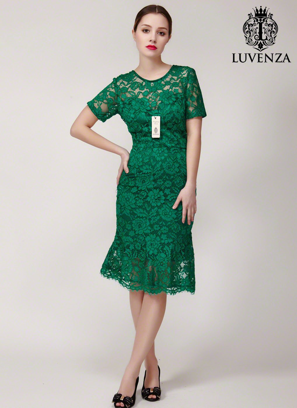 Open Back Corded Floral Lace Cocktail Mini Dress with Mermaid Silhouette