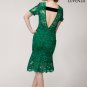 Open Back Corded Floral Lace Cocktail Mini Dress with Mermaid Silhouette
