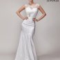 Deep V Back White Lace Satin Mermaid Silhouette Wedding Dress Evening Gown