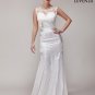 Deep V Back White Lace Satin Mermaid Silhouette Wedding Dress Evening Gown
