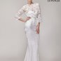 Long Sleeve Lace Peplum Wedding Gown with Satin Mermaid Skirt and Short Train
