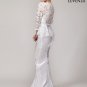 Long Sleeve Lace Peplum Wedding Gown with Satin Mermaid Skirt and Short Train