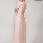 Nude Pink Lace Bridesmaid Maxi Dress with Floral Lace Peplum