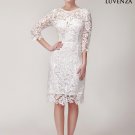 White Lace Sheath Dress with Scalloped Hem and Keyhole Back