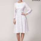 White Lace Fit and Flare Mini Dress with Raglan Sleeves