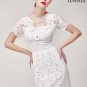 White Lace Mini Dress with Eyelash Scalloped Hem and Floral Applique