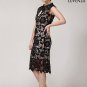 Black Lace Sheath Mini Dress with Scalloped Hem and Nude Lining