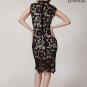 Black Lace Sheath Mini Dress with Scalloped Hem and Nude Lining