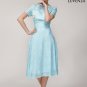 Pale Turquoise Embroidered Silk Lace Prom Dress in Tea Length