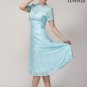 Pale Turquoise Embroidered Silk Lace Prom Dress in Tea Length