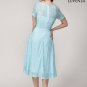 Pale Turquoise Embroidered Silk Lace Prom Dress in Tea Length