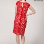 Hug Shoulder Red Lace Sheath Dress with Cap Sleeves and Sweetheart Neck