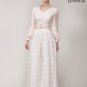 White Organza Embroidered Lace Maxi Dress with Nude Pink Sleeves and Lining