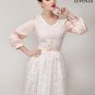 White Organza Embroidered Lace Maxi Dress with Nude Pink Sleeves and Lining