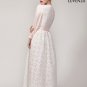 White Organza Embroidered Lace Maxi Dress with Nude Pink Sleeves and Lining